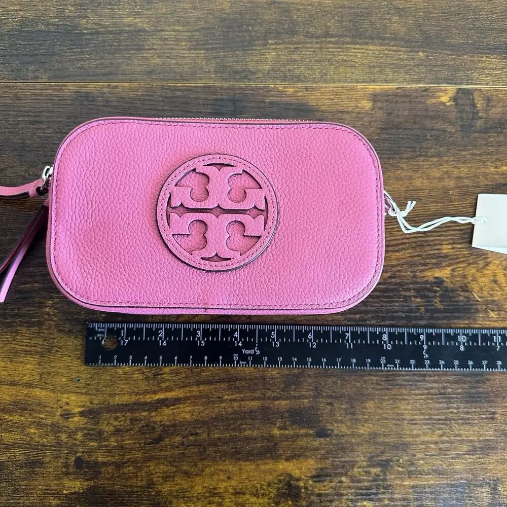 Tory Burch Pink Love Pebble Leather Mini Miller Crossbody Bag Clutch 145667 NWT - Picture 15 of 16